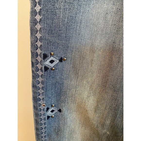 INC Denim Jeans With Graphic Going Down The Side Of The Leg. Sz.8 - Picture 3 of 9